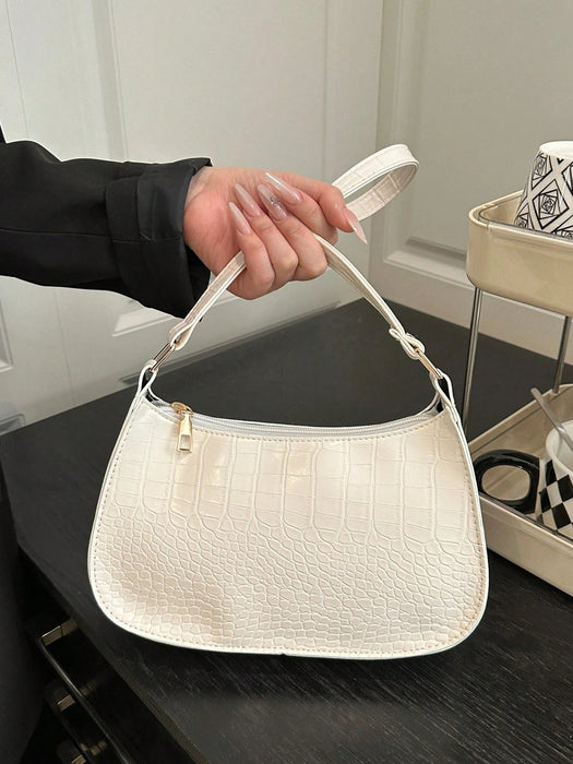 SHEIN Bolso de hombro geométrico de color liso con relieve y cremallera - Quierox - Tienda Online