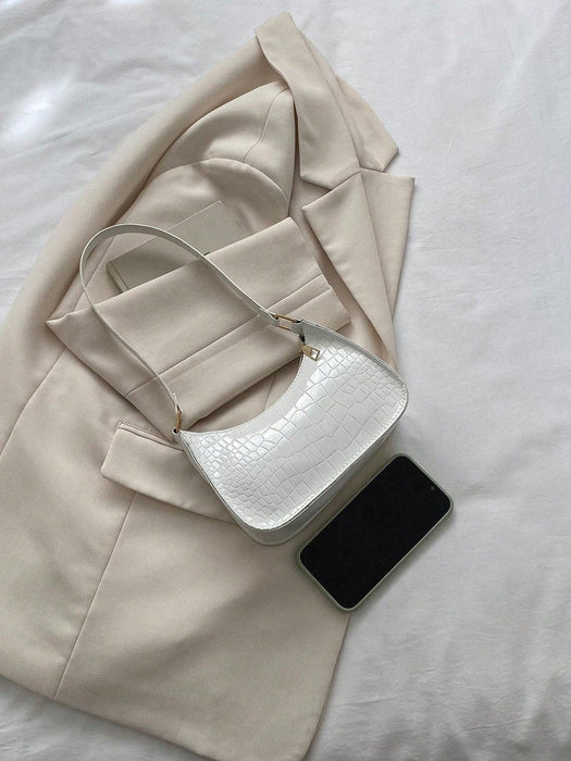 SHEIN Bolso de hombro geométrico de color liso con relieve y cremallera - Quierox - Tienda Online
