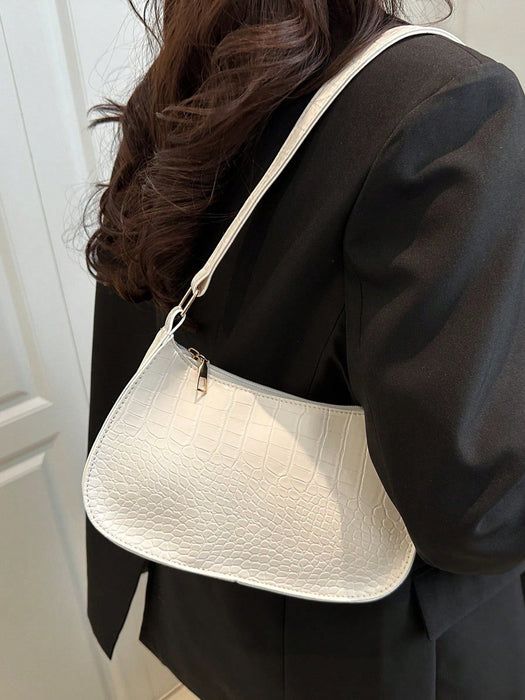 SHEIN Bolso de hombro geométrico de color liso con relieve y cremallera - Quierox - Tienda Online