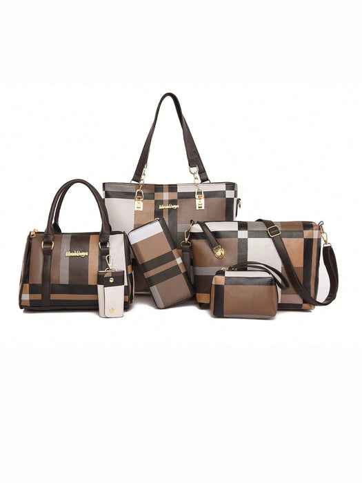 SHEIN Bolso de mamá a cuadros nuevo, gran capacidad, conjunto combinado de 5 piezas - Quierox - Tienda Online