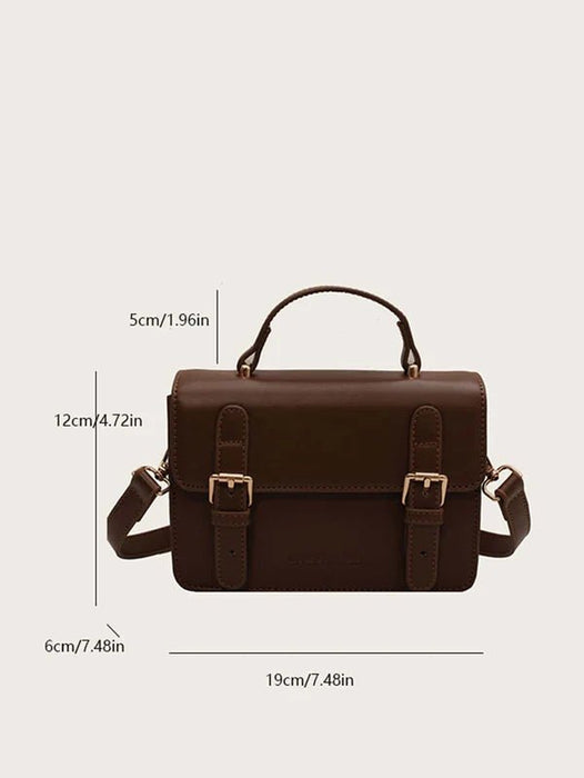 Shein - Bolso de mano de PU con solapa y hebilla para mujer, estilo universitario - Quierox - Tienda Online