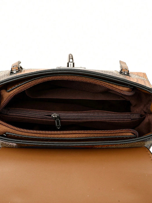 Shein Bolso de mano retro minimalista con cierre abatible y detalles metálicos - Quierox - Tienda Online