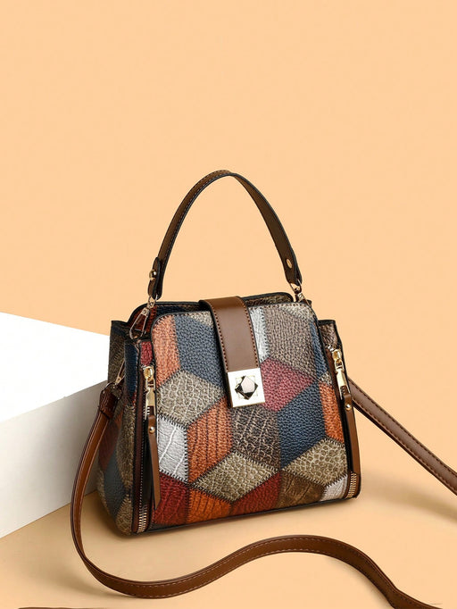 SHEIN Bolso de mano vintage de gran capacidad con cierre giratorio - Quierox - Tienda Online