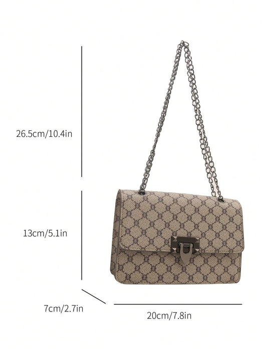 Shein Bolso mini cuadrado con estampado vintage, cierre de herraje, solapa - Quierox - Tienda Online