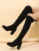 SHEIN Botas altas de gamuza sintética negra sólida y elegante con cordón - Quierox - Tienda Online
