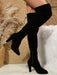 SHEIN Botas altas hasta el muslo elegantes, de imitación de gamuza negra - Quierox - Tienda Online