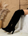 SHEIN Botas altas hasta el muslo elegantes, de imitación de gamuza negra - Quierox - Tienda Online