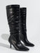 SHEIN Botas de punta puntiaguda con pliegues de cuero sintético - Quierox - Tienda Online
