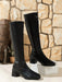 Shein botas hasta la rodilla de tacón alto con tira trasera para mujer de gamuza negras - Quierox - Tienda Online