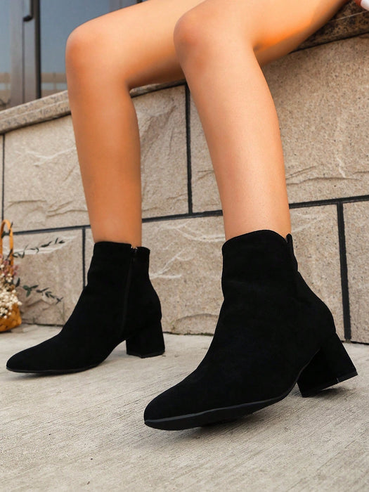 SHEIN Botines negros sencillos y modernos para mujer, ideales para otoño/invierno - Quierox - Tienda Online