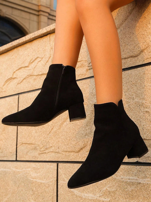 SHEIN Botines negros sencillos y modernos para mujer, ideales para otoño/invierno - Quierox - Tienda Online