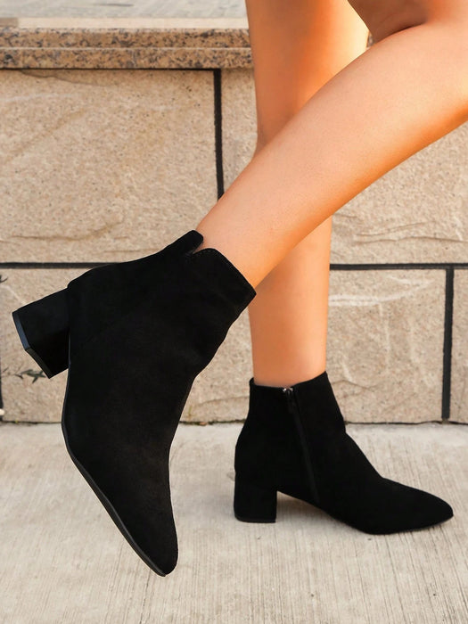 SHEIN Botines negros sencillos y modernos para mujer, ideales para otoño/invierno - Quierox - Tienda Online