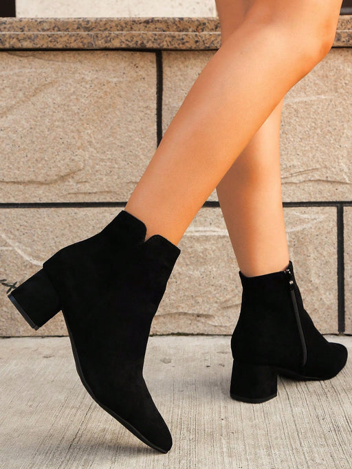 SHEIN Botines negros sencillos y modernos para mujer, ideales para otoño/invierno - Quierox - Tienda Online