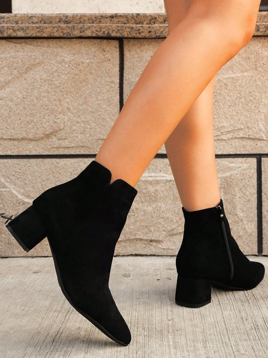 SHEIN Botines negros sencillos y modernos para mujer, ideales para otoño/invierno - Quierox - Tienda Online