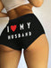 Shein Bragas negras estampadas sexy para mujer, con patrón de la letra "Amo a mi esposo" en el trasero - Quierox - Tienda Online