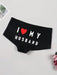 Shein Bragas negras estampadas sexy para mujer, con patrón de la letra "Amo a mi esposo" en el trasero - Quierox - Tienda Online