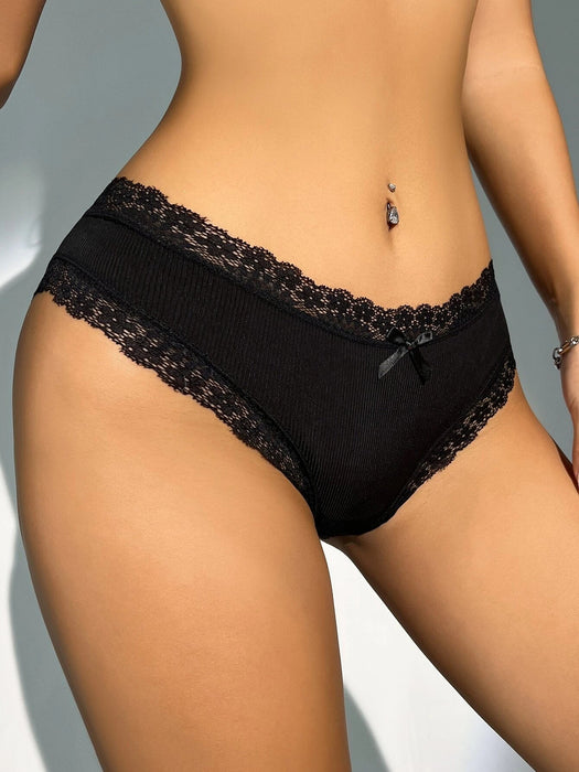 Shein Braguita con lazo de encaje en contraste - Quierox - Tienda Online