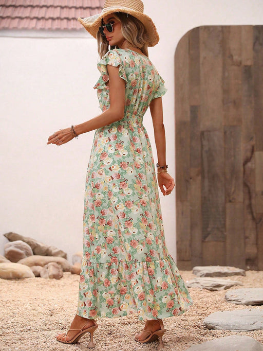 SHEIN Breezaya Vestido largo con estampado floral todo sobre - Quierox - Tienda Online