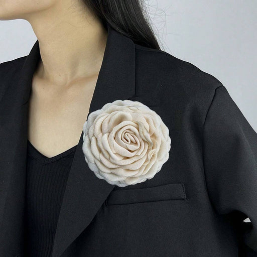 Shein Broche de camelia con encaje plisado vintage elegante francés para mujer, accesorios de boda - Quierox - Tienda Online