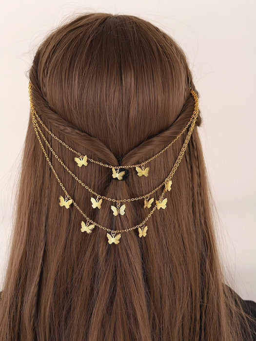 Shein Cadena para el pelo con decoración de mariposas para gimnasio callejero, carnaval, tocados - Quierox - Tienda Online