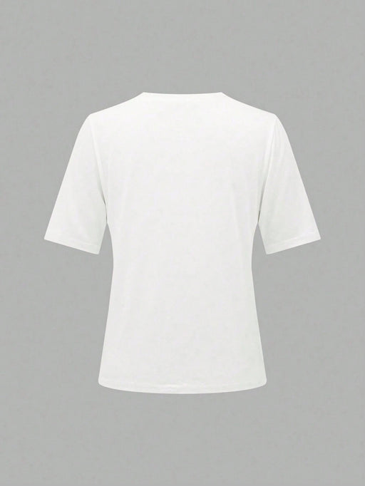 SHEIN Calvaya Camiseta diaria simple de unicolor para mujer - Quierox - Tienda Online