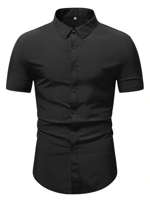 Shein Calvornis Camisa formal de hombre de color liso con botones - Quierox - Tienda Online