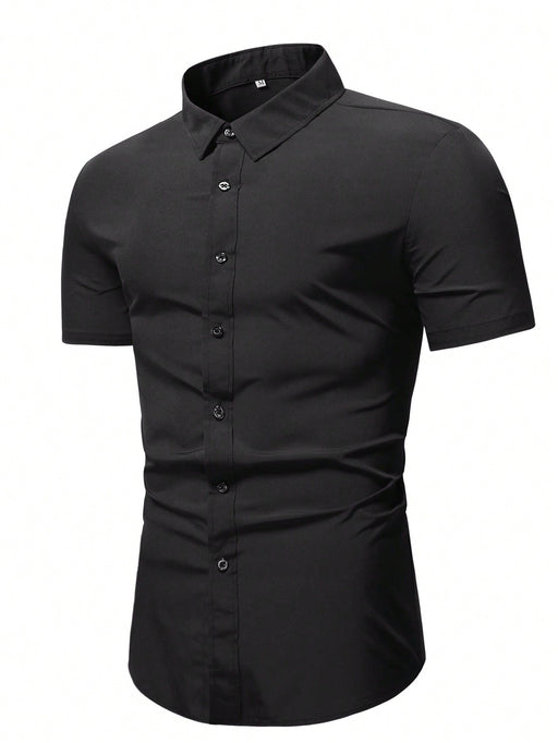 Shein Calvornis Camisa formal de hombre de color liso con botones - Quierox - Tienda Online