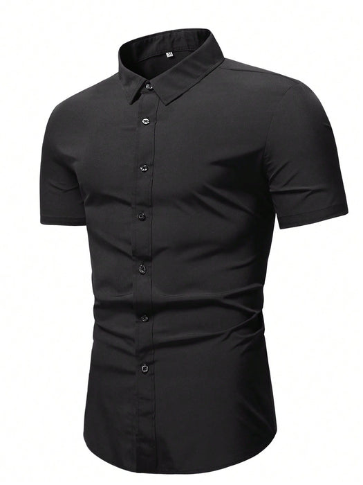 Shein Calvornis Camisa formal de hombre de color liso con botones - Quierox - Tienda Online