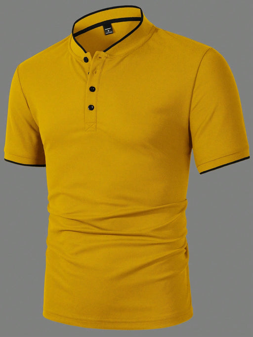 SHEIN Calvornis Camisa polo de manga corta para hombre informal y sencilla con ribete de color - Quierox - Tienda Online