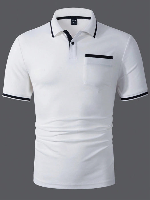 SHEIN Calvornis Camisa polo sencilla de color liso con bloques de color para hombre - Quierox - Tienda Online