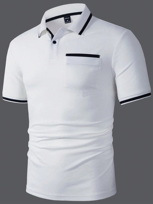 SHEIN Calvornis Camisa polo sencilla de color liso con bloques de color para hombre - Quierox - Tienda Online