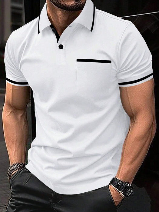 SHEIN Calvornis Camisa polo sencilla de color liso con bloques de color para hombre - Quierox - Tienda Online