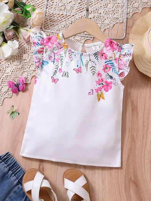 Shein Camisa blanca con forma de mariposa para niña - Quierox - Tienda Online