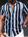 SHEIN Camisa casual de manga corta con rayas verticales para hombre, con cuello abotonado - Quierox - Tienda Online