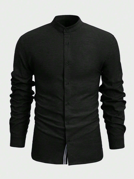 Shein Camisa de algodón con botones lisos para hombre de Manfinity Basics - Quierox - Tienda Online