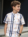 SHEIN Camisa de manga corta con cuello alto y cierre medio a cuadros - Quierox - Tienda Online