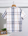 SHEIN Camisa de manga corta con cuello alto y cierre medio a cuadros - Quierox - Tienda Online