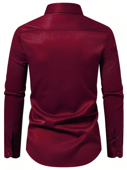 Shein Camisa de manga larga Calvornis de color liso para hombre, informal y de oficina, de botonadura sencilla - Quierox - Tienda Online