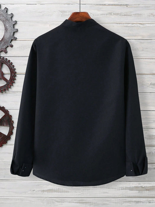 SHEIN Camisa de manga larga con botones, color liso, estilo ejecutivo, para hombre - Quierox - Tienda Online
