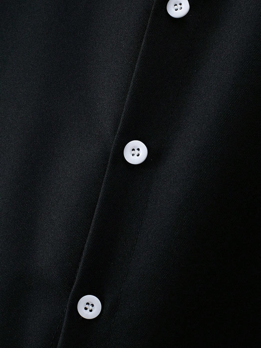SHEIN Camisa de manga larga con botones, color liso, estilo ejecutivo, para hombre - Quierox - Tienda Online