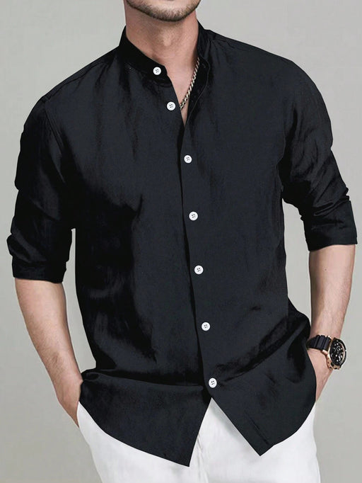 SHEIN Camisa de manga larga con botones, color liso, estilo ejecutivo, para hombre - Quierox - Tienda Online