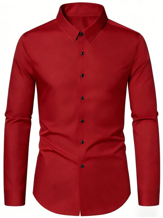 SHEIN Camisa de manga larga con cuello mao de unicolor - Quierox - Tienda Online