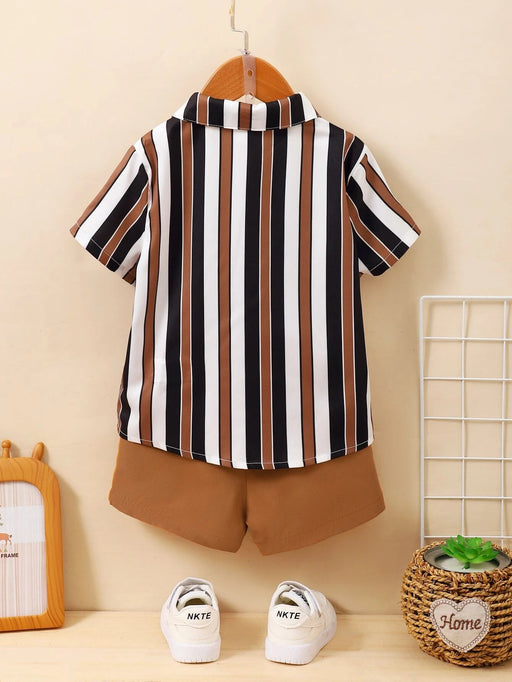 SHEIN Camisa de niño joven de rayas con pantalones cortos - Quierox - Tienda Online