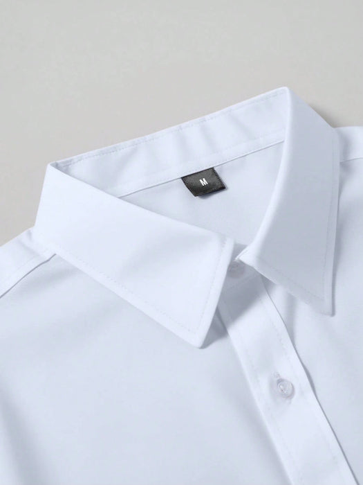 Shein Camisa de vestir elegante de manga larga blanca Calvornis para uso formal o de oficina con cuello camisero - Quierox - Tienda Online