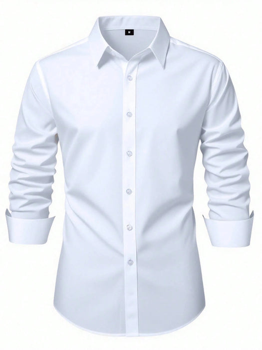Shein Camisa de vestir elegante de manga larga blanca Calvornis para uso formal o de oficina con cuello camisero - Quierox - Tienda Online