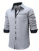 SHEIN Camisa formal informal de manga larga con bloques de color y patchwork para hombre - Quierox - Tienda Online