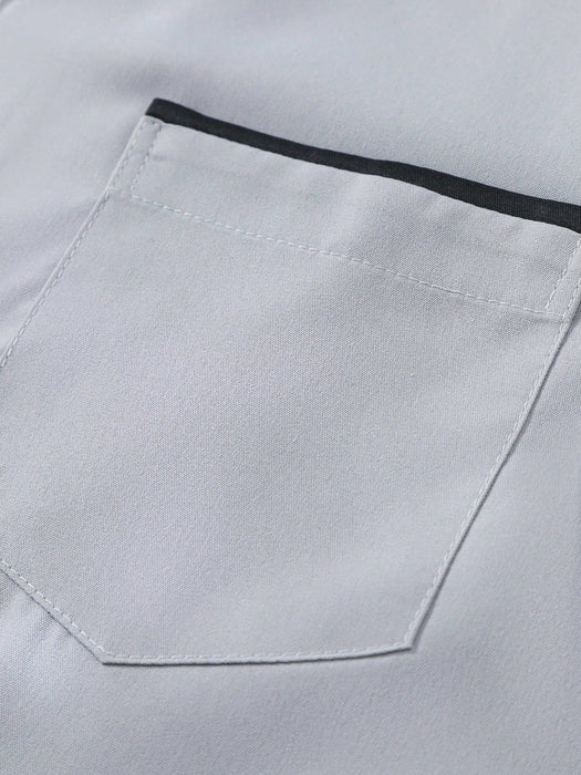 SHEIN Camisa formal informal de manga larga con bloques de color y patchwork para hombre - Quierox - Tienda Online