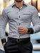 SHEIN Camisa formal informal de manga larga con bloques de color y patchwork para hombre - Quierox - Tienda Online