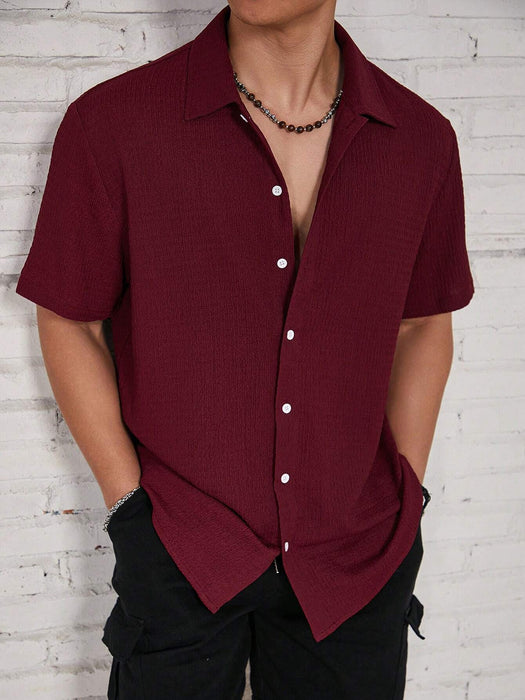 SHEIN Camisa informal de estilo resort para hombre con un diseño de jacquard texturizado - Quierox - Tienda Online