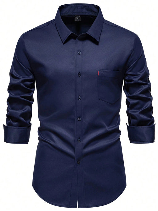 SHEIN Camisa informal de manga larga de color liso para hombre de Calvornis - Quierox - Tienda Online